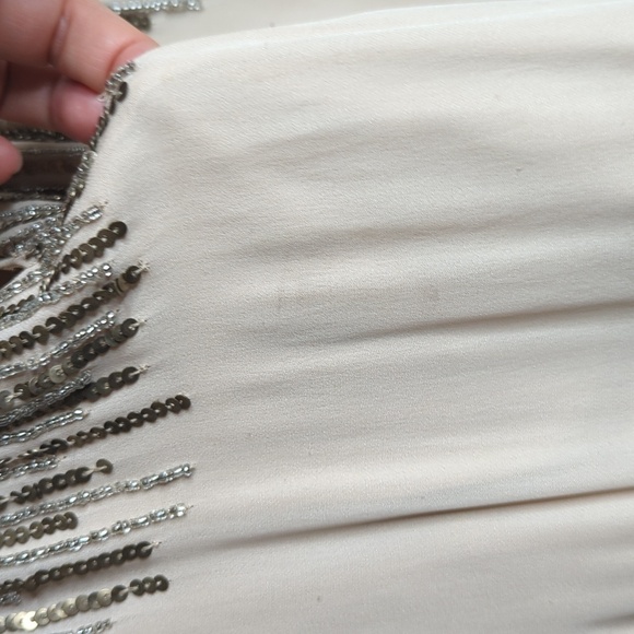 Parker 100% Silk Sleeveless Gold Sequin Fully Lined Mini Dress Nude L - Picture 8 of 15